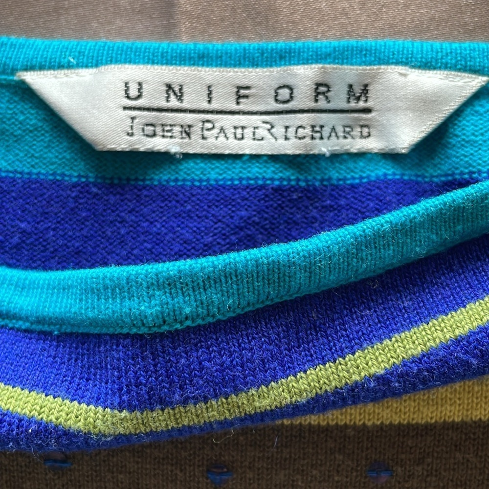Uniform x John Paul Richard Multi Stripe Top Jewel Tone Y2K - Picture 6 of 6